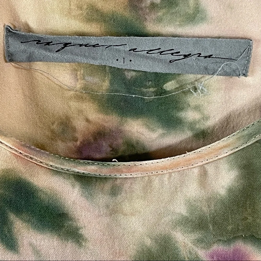 Raquel Allegra 100% Silk Blouse Tie Dye Ink Blot Size 1 Made in LA Nude Neutral - Picture 9 of 16